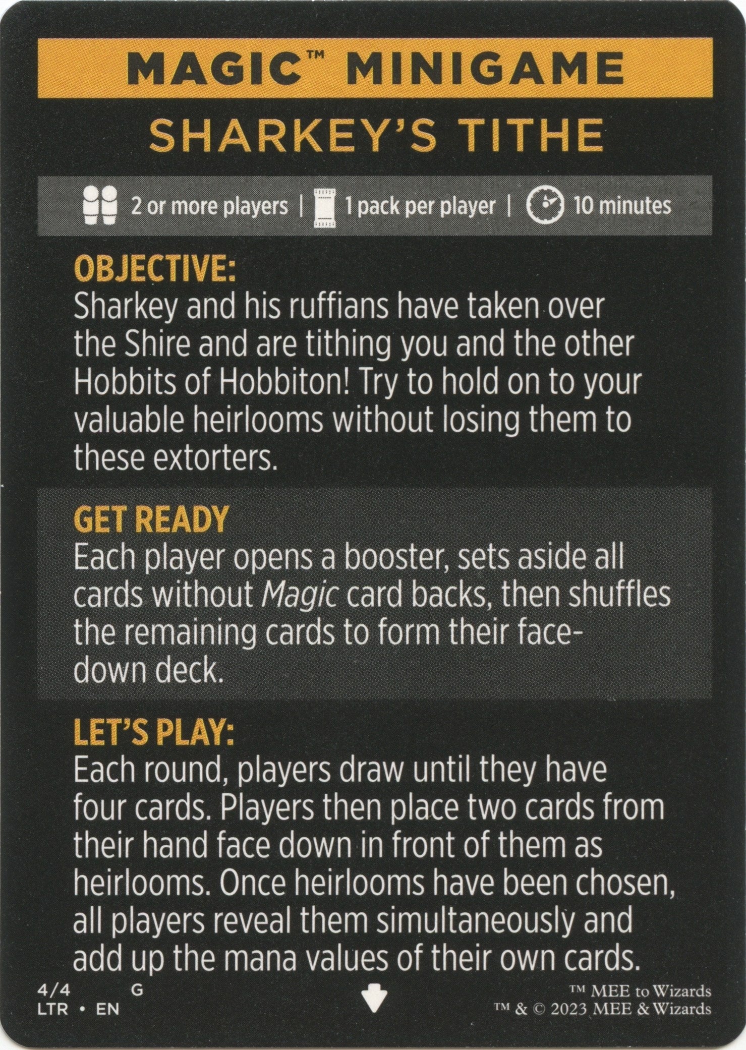 Sharkey's Tithe (Magic Minigame) [The Lord of the Rings: Tales of Middle-Earth Minigame] | Gaming Infinity