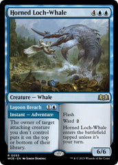 Horned Loch-Whale // Lagoon Breach (Promo Pack) [Wilds of Eldraine Promos] | Gaming Infinity