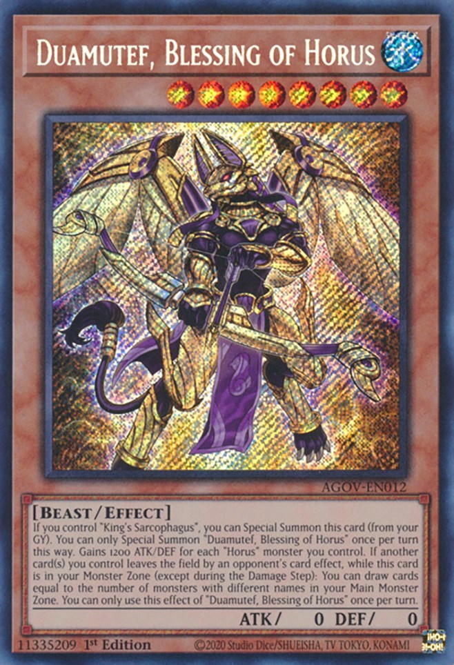 Duamutef, Blessing of Horus [AGOV-EN012] Secret Rare | Gaming Infinity