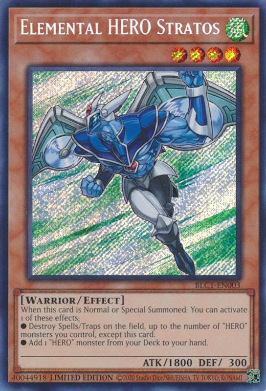 Elemental HERO Stratos [BLC1-EN003] Secret Rare | Gaming Infinity