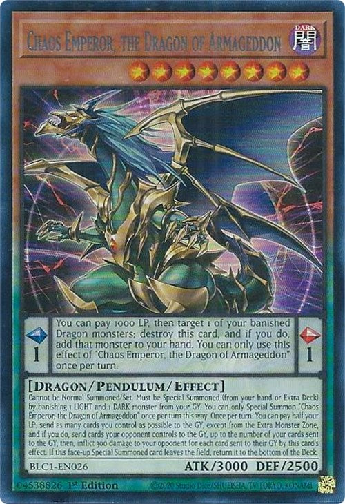 Chaos Emperor, the Dragon of Armageddon (Silver) [BLC1-EN026] Ultra Rare | Gaming Infinity