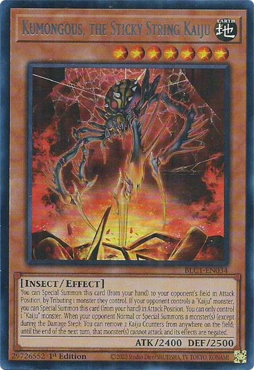 Kumongous, the Sticky String Kaiju (Silver) [BLC1-EN034] Ultra Rare | Gaming Infinity