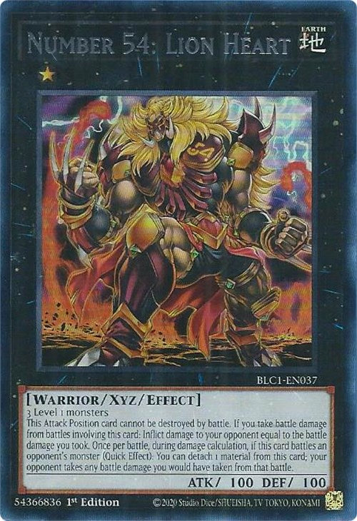 Number 54: Lion Heart (Silver) [BLC1-EN037] Ultra Rare | Gaming Infinity