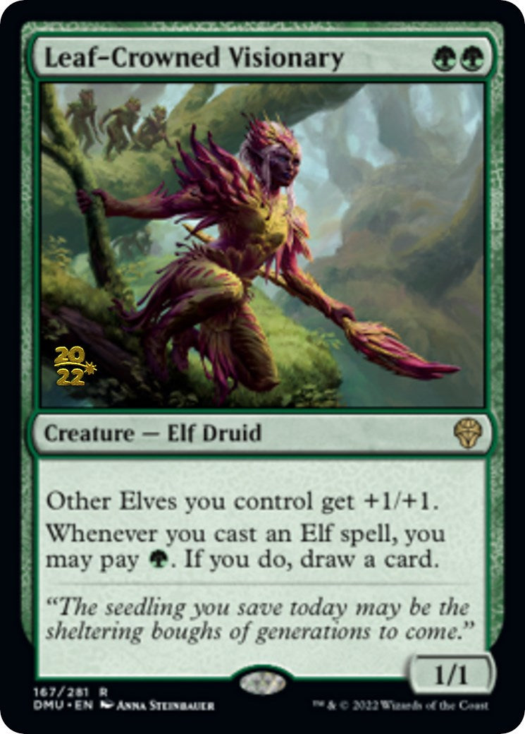 Leaf-Crowned Visionary [Dominaria United Prerelease Promos] | Gaming Infinity