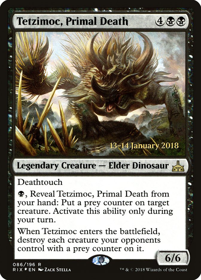 Tetzimoc, Primal Death [Rivals of Ixalan Prerelease Promos] | Gaming Infinity