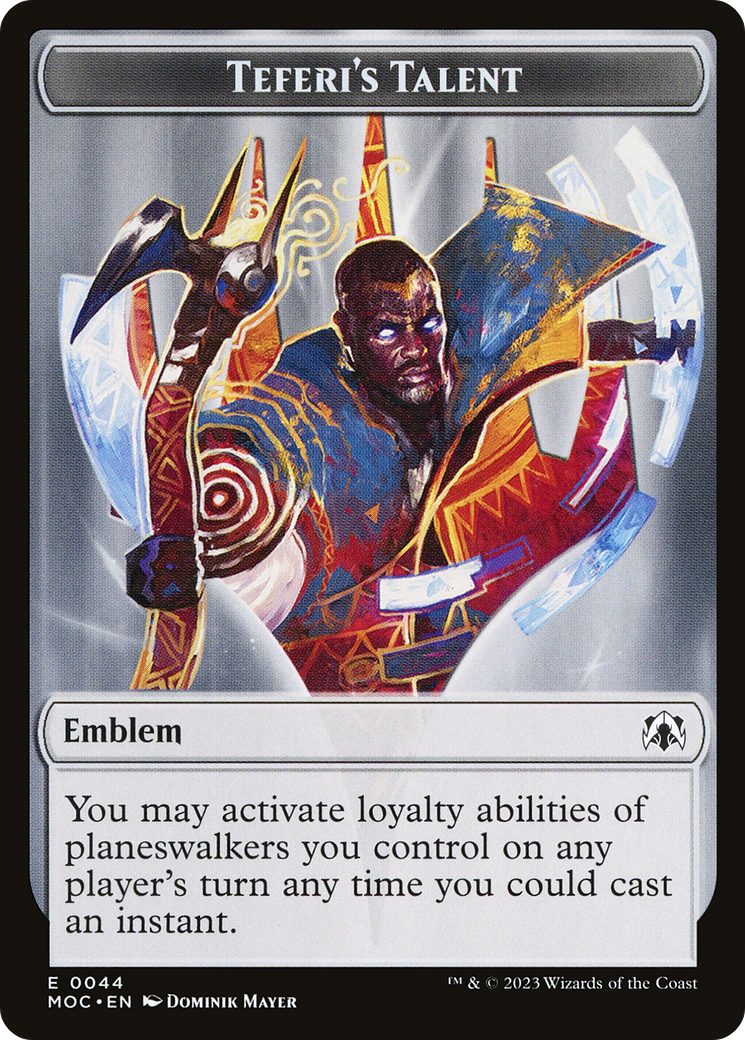 First Mate Ragavan // Teferi's Talent Emblem Double-Sided Token [March of the Machine Commander Tokens] | Gaming Infinity