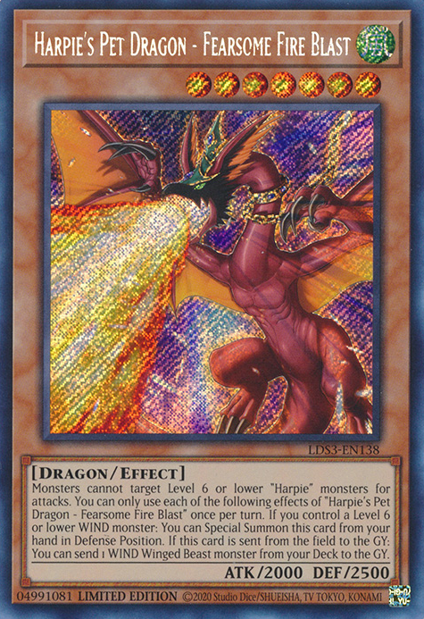 Harpie's Pet Dragon - Fearsome Fire Blast [LDS3-EN138] Secret Rare | Gaming Infinity