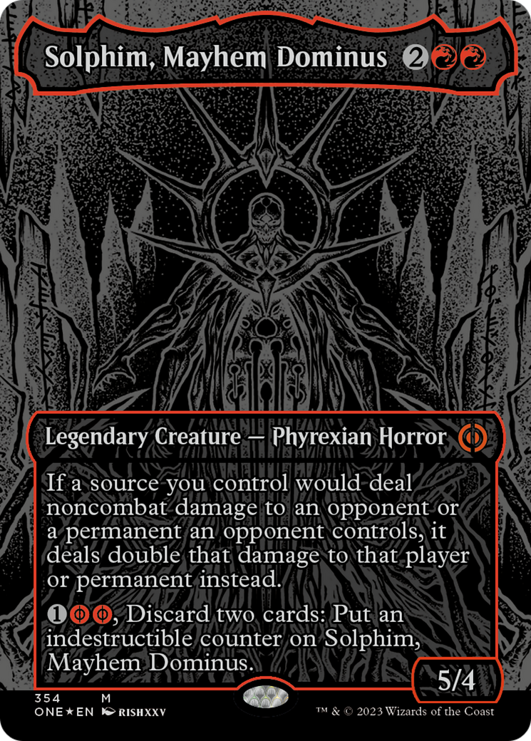 Solphim, Mayhem Dominus (Oil Slick Raised Foil) [Phyrexia: All Will Be One] | Gaming Infinity