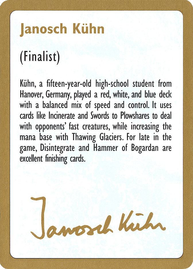 Janosch Kühn Bio [World Championship Decks 1997] | Gaming Infinity