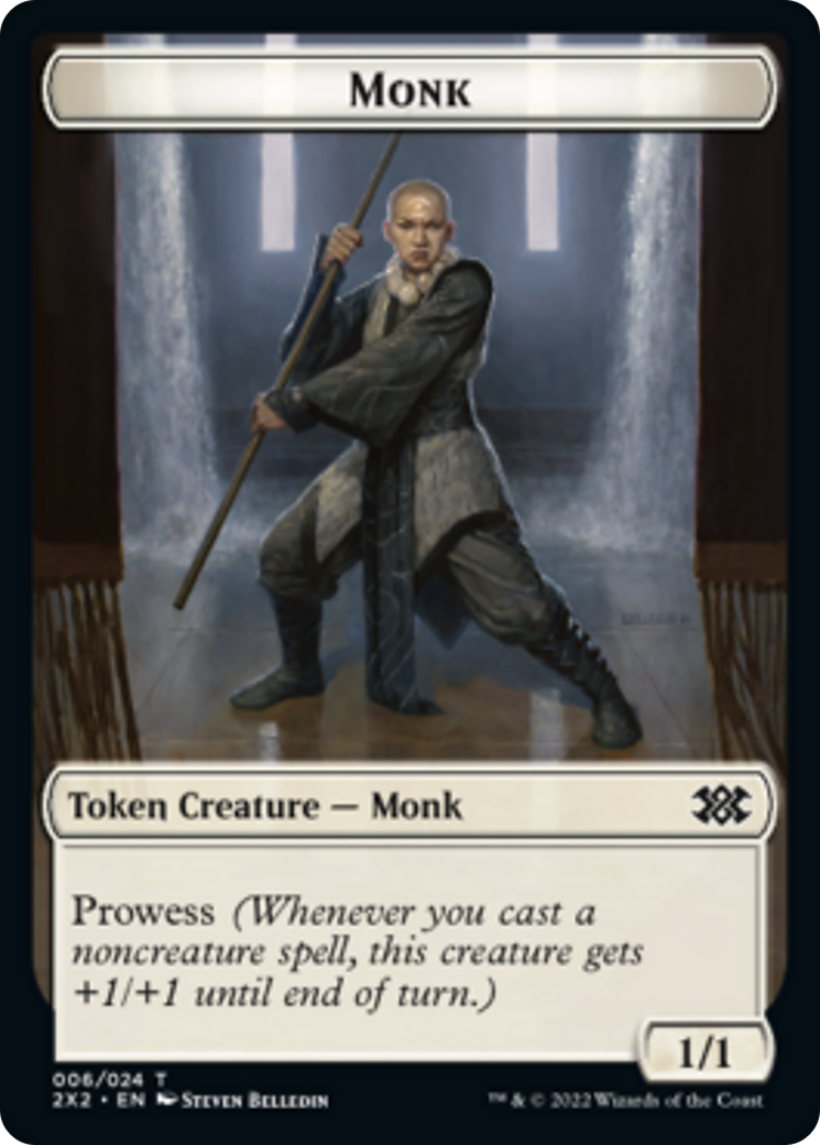 Cat Dragon // Monk Double-sided Token [Double Masters 2022 Tokens] | Gaming Infinity