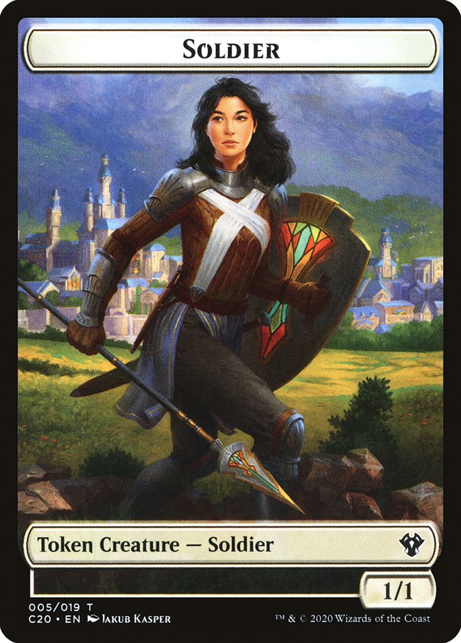 Human Soldier (005) // Drake Double-sided Token [Commander 2020 Tokens] | Gaming Infinity