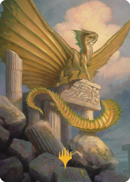 Ancient Gold Dragon Art Card (05) (Gold-Stamped Signature) [Commander Legends: Battle for Baldur's Gate Art Series] | Gaming Infinity