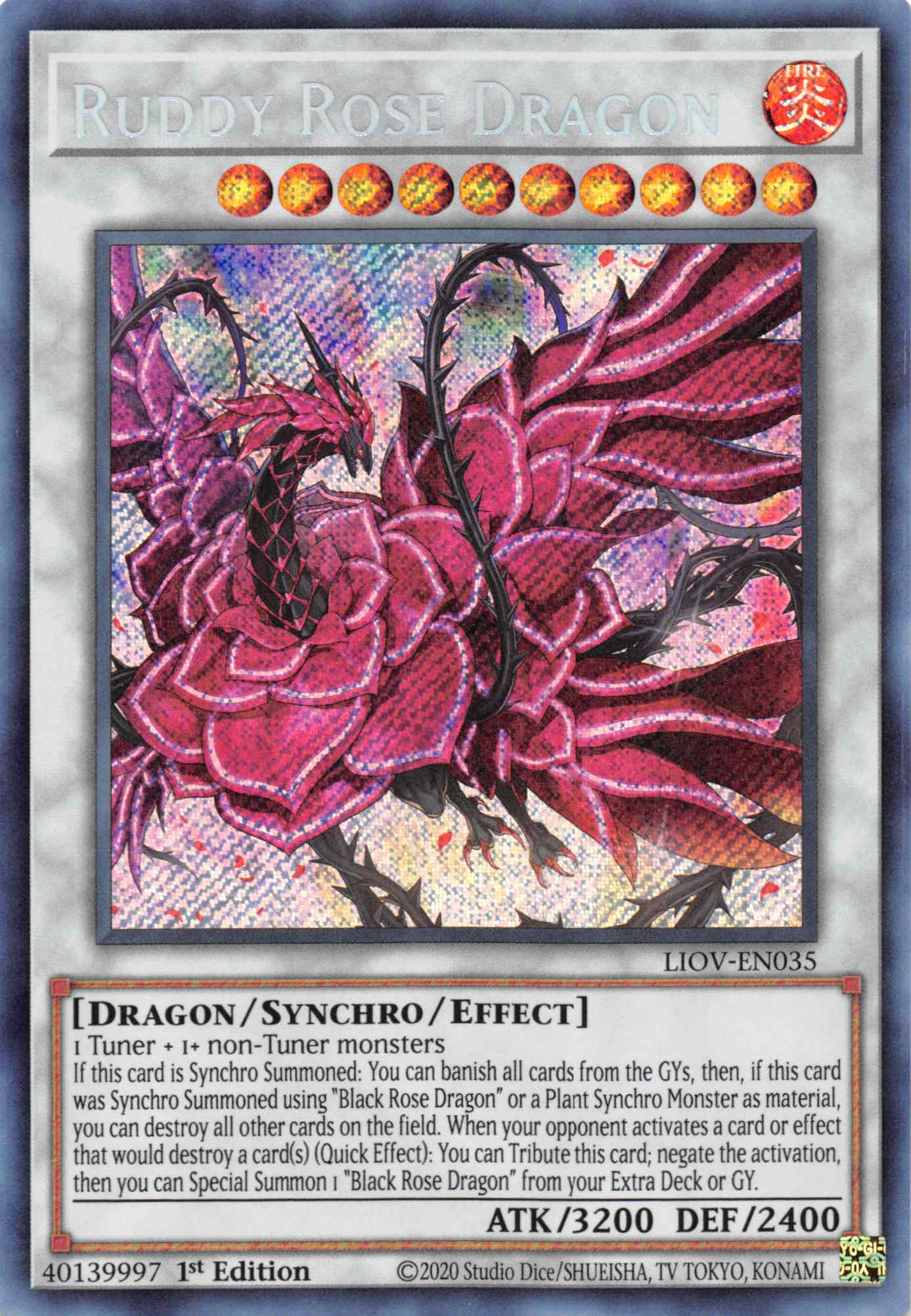 Ruddy Rose Dragon [LIOV-EN035] Secret Rare | Gaming Infinity