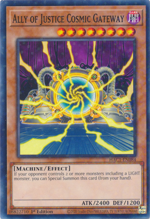 Ally of Justice Cosmic Gateway (Duel Terminal) [HAC1-EN084] Parallel Rare | Gaming Infinity