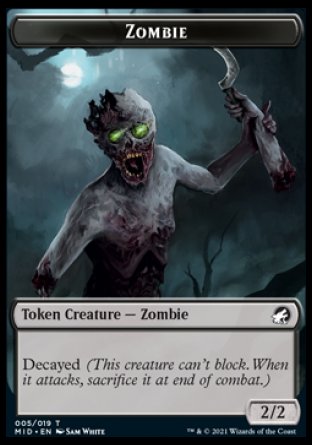 Zombie (005) // Bird Double-sided Token [Innistrad: Midnight Hunt Tokens] | Gaming Infinity