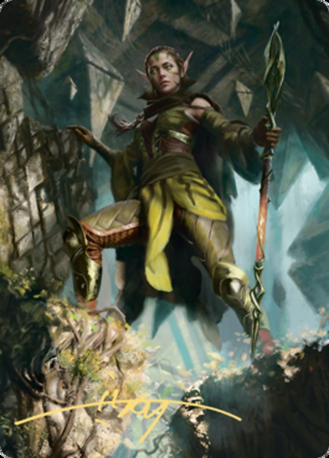 Nissa of Shadowed Boughs 1 Art Card (Gold-Stamped Signature) [Zendikar Rising Art Series] | Gaming Infinity