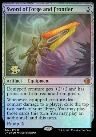 Sword of Forge and Frontier [Phyrexia: All Will Be One Prerelease Promos] | Gaming Infinity