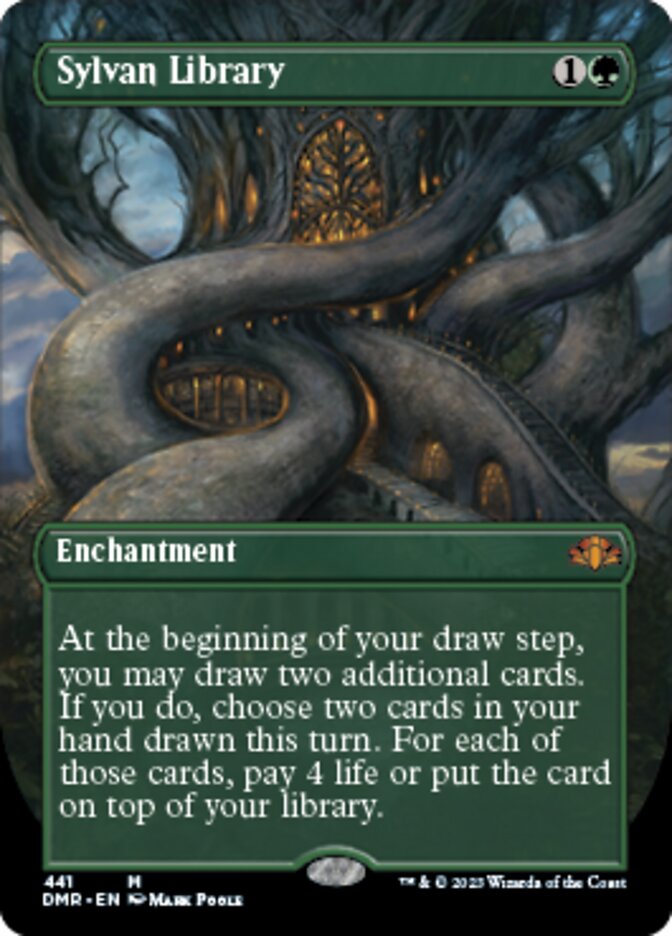 Sylvan Library (Borderless Alternate Art) [Dominaria Remastered] | Gaming Infinity