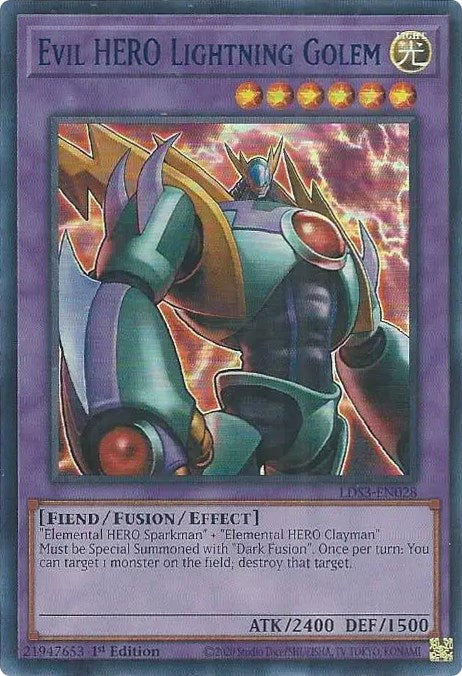 Evil HERO Lightning Golem (Blue) [LDS3-EN028] Ultra Rare | Gaming Infinity