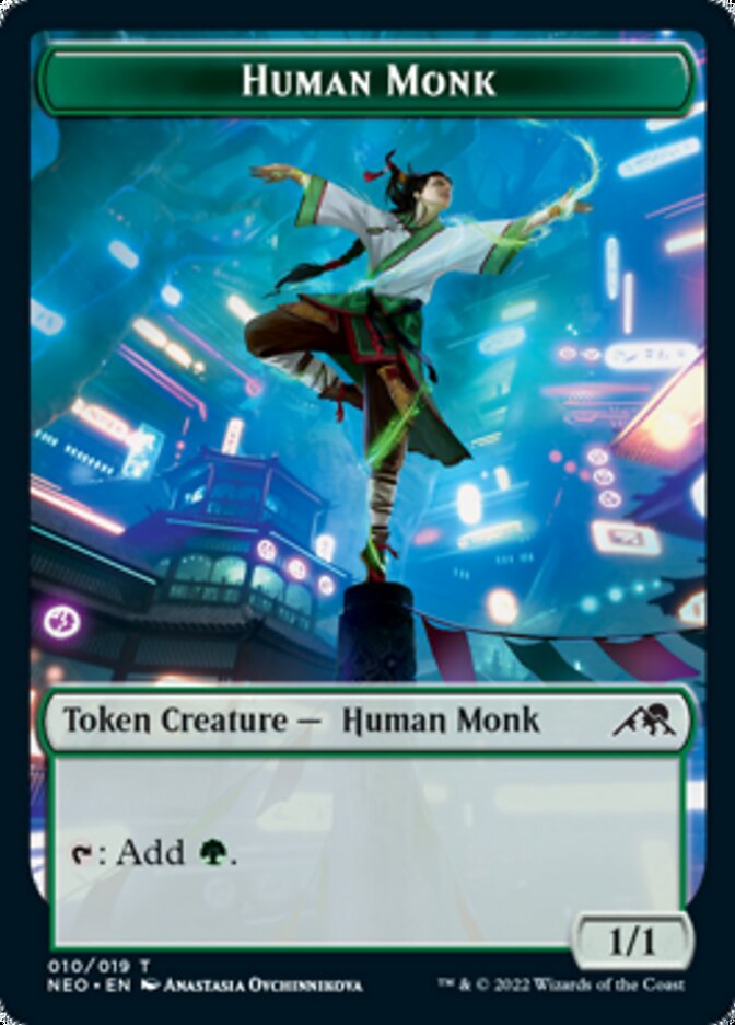 Spirit (002) // Human Monk Double-sided Token [Kamigawa: Neon Dynasty Tokens] | Gaming Infinity