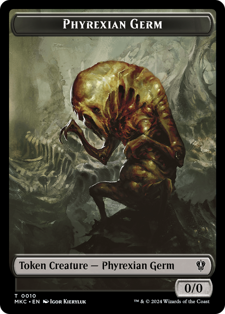 Spirit // Phyrexian Germ Double-Sided Token [Murders at Karlov Manor Commander Tokens] | Gaming Infinity