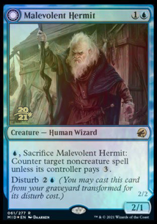 Malevolent Hermit // Benevolent Geist [Innistrad: Midnight Hunt Prerelease Promos] | Gaming Infinity