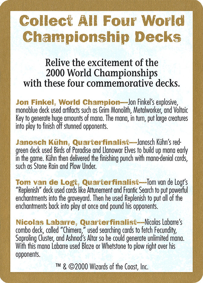 2000 World Championships Ad [World Championship Decks 2000] | Gaming Infinity