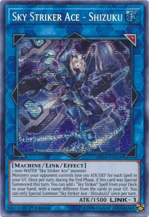 Sky Striker Ace - Shizuku [MP19-EN258] Prismatic Secret Rare | Gaming Infinity