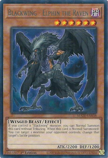 Blackwing - Elphin the Raven [MAZE-EN038] Rare | Gaming Infinity