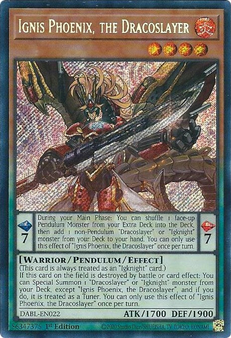 Ignis Phoenix, the Dracoslayer [DABL-EN022] Secret Rare | Gaming Infinity