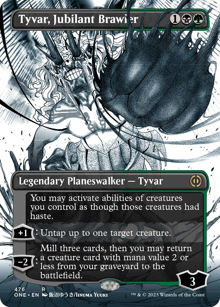 Tyvar, Jubilant Brawler (Borderless Manga Step-and-Compleat Foil) [Phyrexia: All Will Be One] | Gaming Infinity