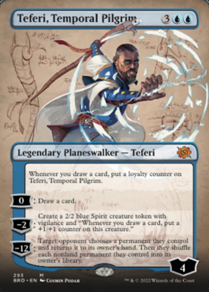 Teferi, Temporal Pilgrim (Borderless Alternate Art) [The Brothers' War] | Gaming Infinity