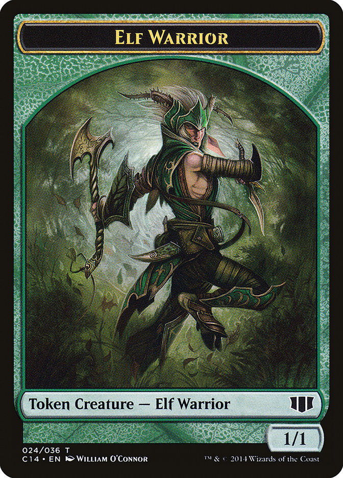 Elephant // Elf Warrior Double-sided Token [Commander 2014 Tokens] | Gaming Infinity