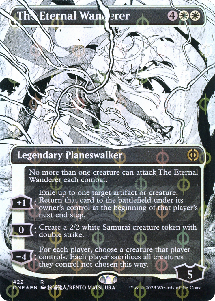 The Eternal Wanderer (Borderless Manga Step-and-Compleat Foil) [Phyrexia: All Will Be One] | Gaming Infinity