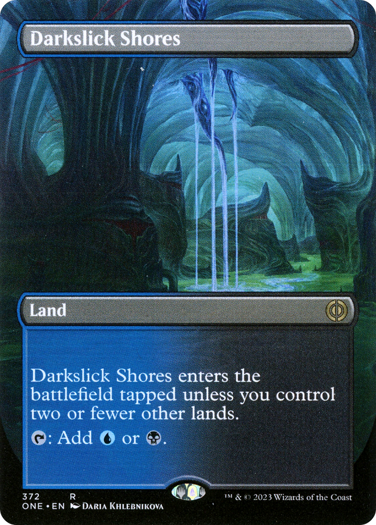 Darkslick Shores (Borderless Alternate Art) [Phyrexia: All Will Be One] | Gaming Infinity