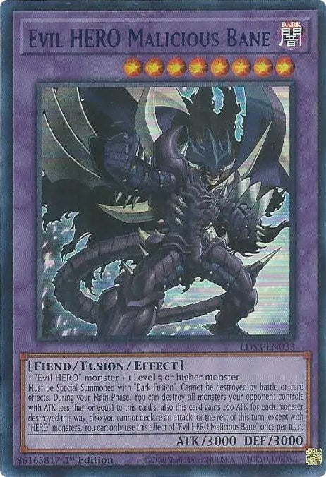 Evil HERO Malicious Bane (Blue) [LDS3-EN033] Ultra Rare | Gaming Infinity