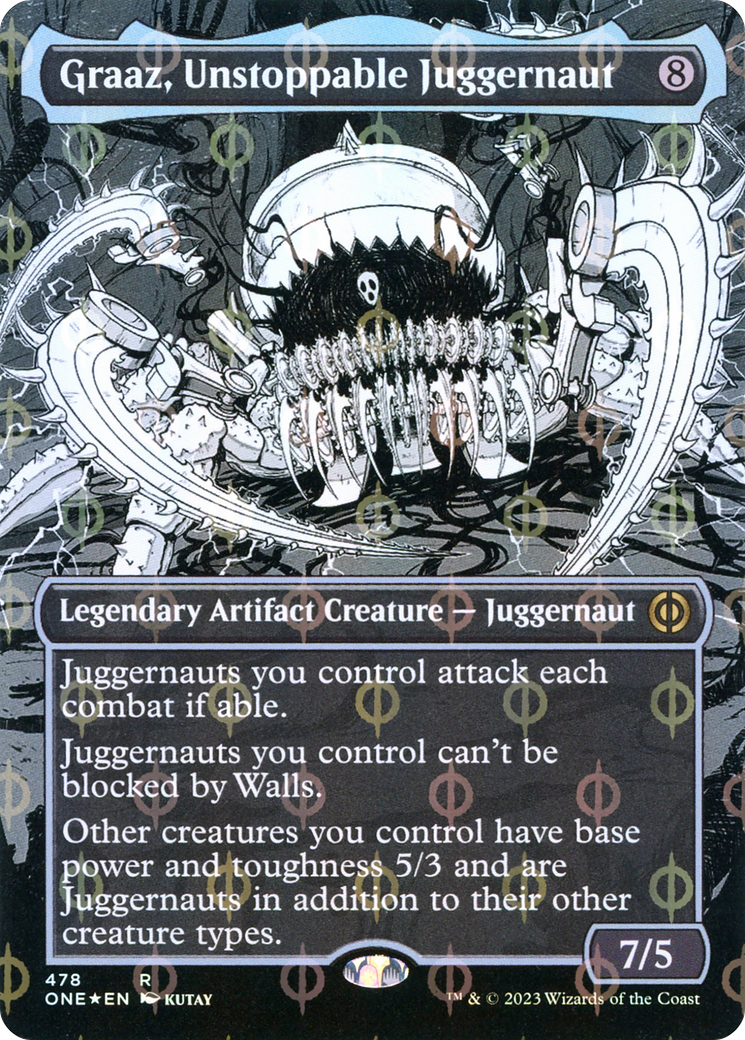 Graaz, Unstoppable Juggernaut (Borderless Manga Step-and-Compleat Foil) [Phyrexia: All Will Be One] | Gaming Infinity