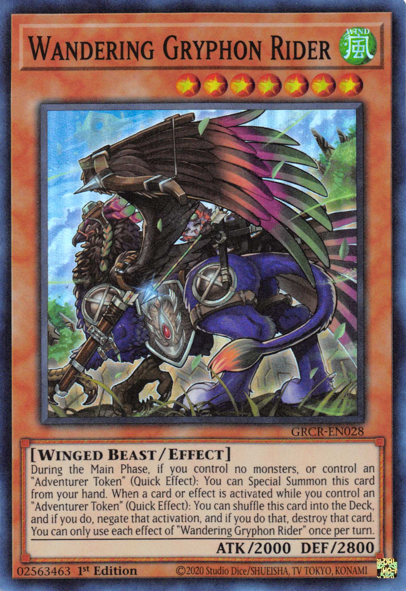 Wandering Gryphon Rider [GRCR-EN028] Super Rare | Gaming Infinity