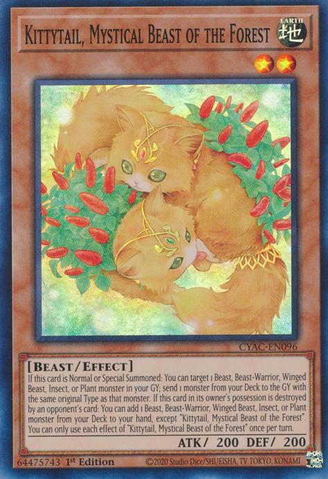 Kittytail, Mystical Beast of the Forest [CYAC-EN096] Super Rare | Gaming Infinity