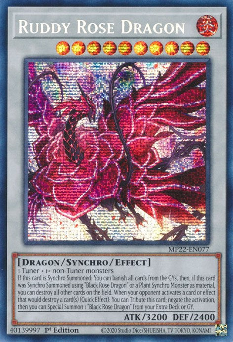 Ruddy Rose Dragon [MP22-EN077] Prismatic Secret Rare | Gaming Infinity