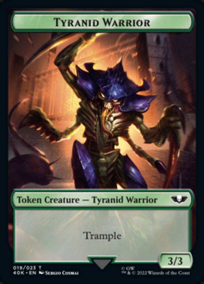 Tyranid (017) // Tyranid Warrior Double-sided Token (Surge Foil) [Universes Beyond: Warhammer 40,000 Tokens] | Gaming Infinity