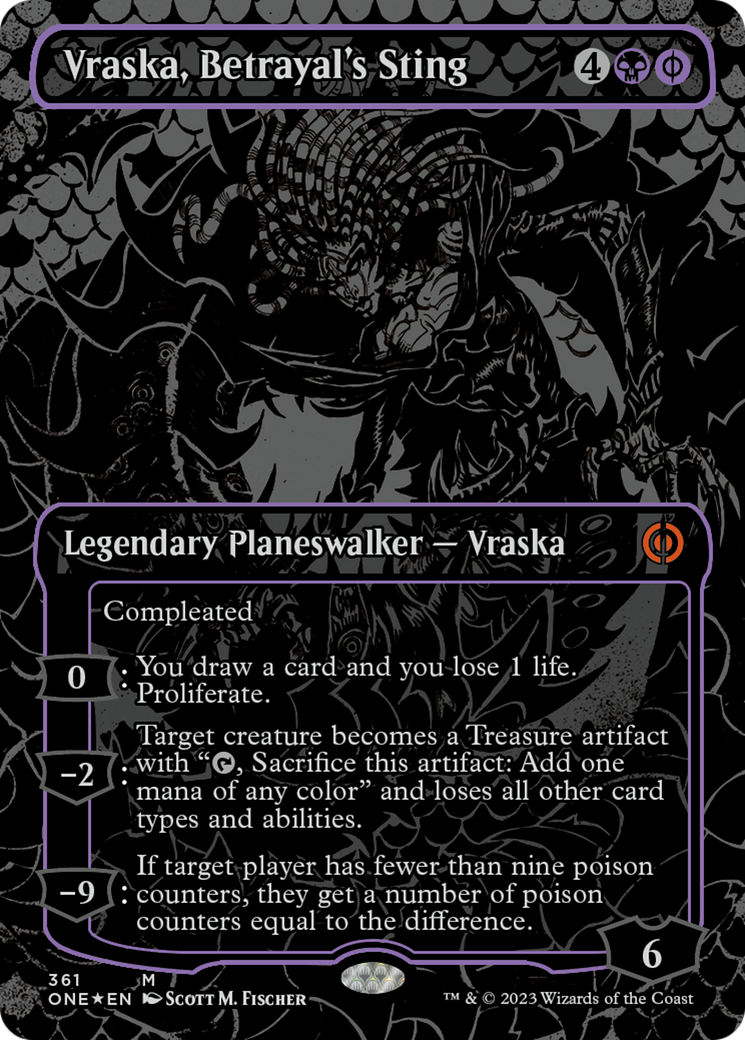 Vraska, Betrayal's Sting (Oil Slick Raised Foil) [Phyrexia: All Will Be One] | Gaming Infinity