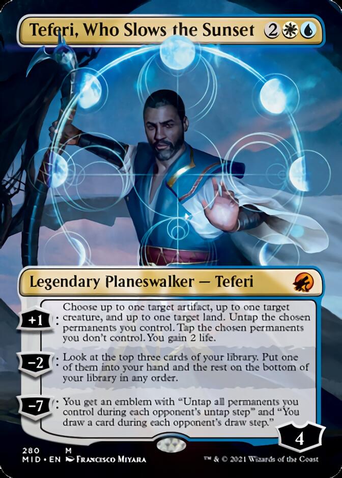 Teferi, Who Slows the Sunset (Borderless) [Innistrad: Midnight Hunt] | Gaming Infinity