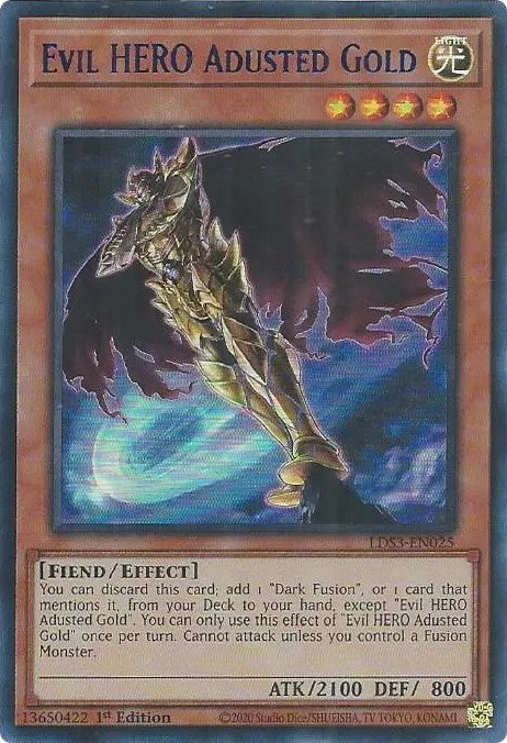 Evil HERO Adusted Gold (Blue) [LDS3-EN025] Ultra Rare | Gaming Infinity