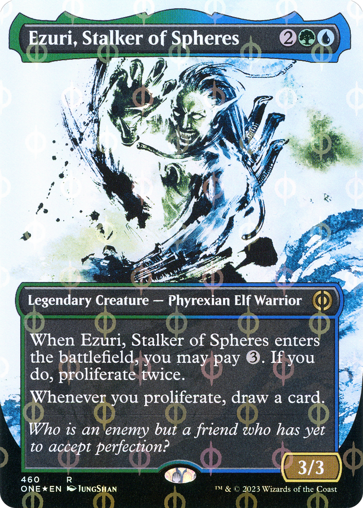 Ezuri, Stalker of Spheres (Borderless Ichor Step-and-Compleat Foil) [Phyrexia: All Will Be One] | Gaming Infinity