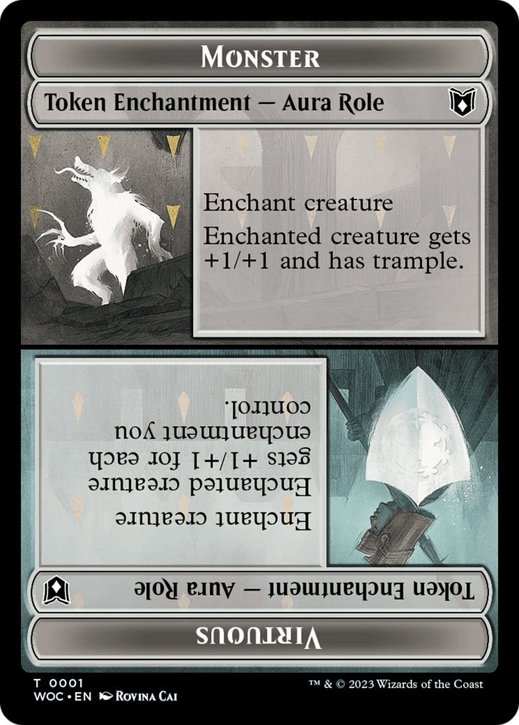 Copy // Monster Role / Virtuous Role Double-Sided Token [Wilds of Eldraine Commander Tokens] | Gaming Infinity