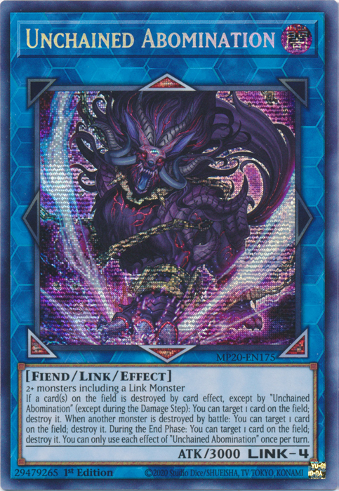 Unchained Abomination [MP20-EN175] Prismatic Secret Rare | Gaming Infinity