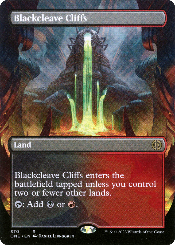 Blackcleave Cliffs (Borderless Alternate Art) [Phyrexia: All Will Be One] | Gaming Infinity