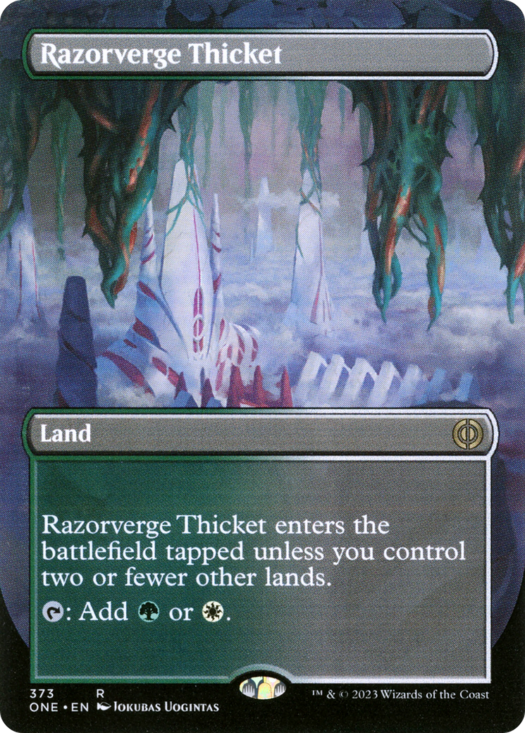 Razorverge Thicket (Borderless Alternate Art) [Phyrexia: All Will Be One] | Gaming Infinity