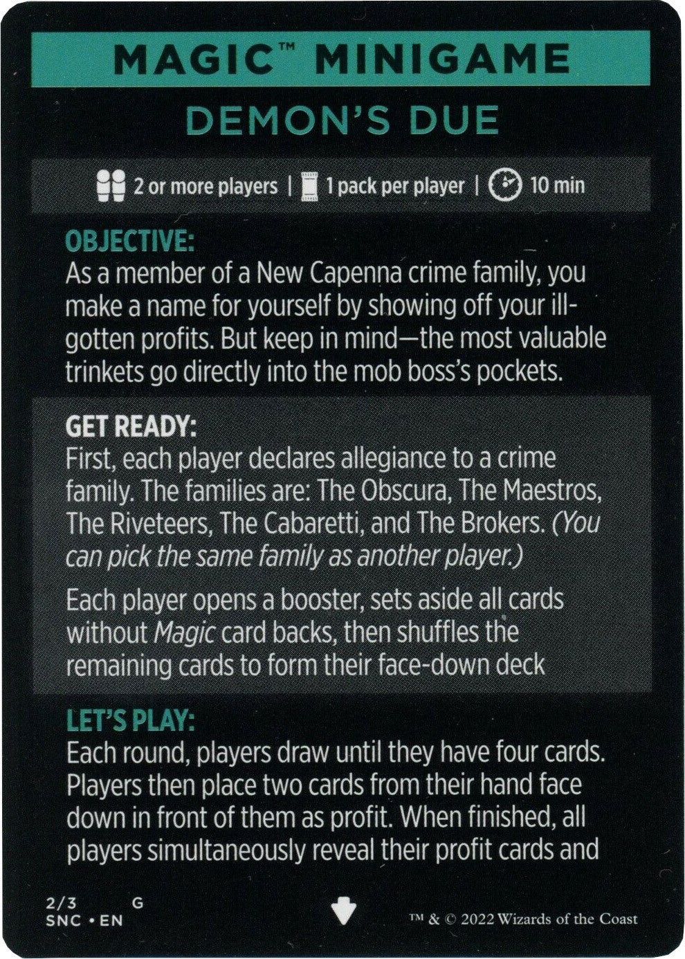 Demon's Due (Magic Minigame) [Streets of New Capenna Minigame] | Gaming Infinity